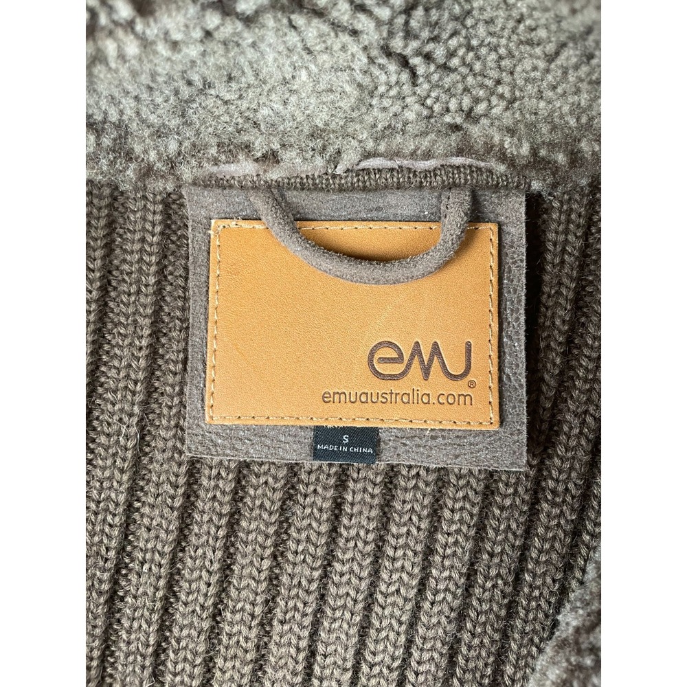 Emu Jacket Womens Small Sweater Moto Sheepskin Wool Australia Full Zip Stretch - Picture 3 of 8